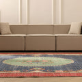 Vintage Isparta Turkish Area Rug 7x10 ft — Blue & Red Floral