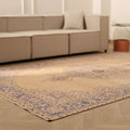 Vintage Isparta Turkish Area Rug 6x10 ft — Beige & Purple Floral