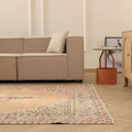 Vintage Isparta Turkish Area Rug 6x10 ft — Beige & Purple Floral