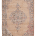 Vintage Isparta Turkish Area Rug 6x10 ft — Beige & Purple Floral