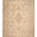 Vintage Manisa Turkish Area Rug 6x10 ft — Beige & Brown Floral (No. 40748)