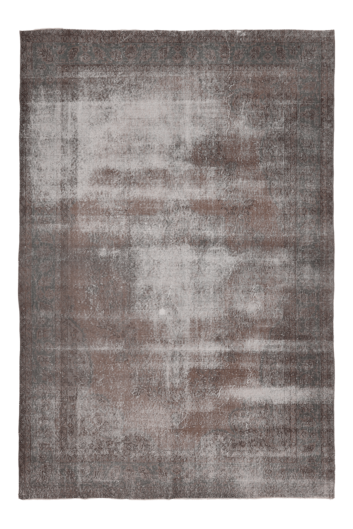 Vintage Isparta Turkish Area Rug 6x10 ft — Brown & Gray Distressed
