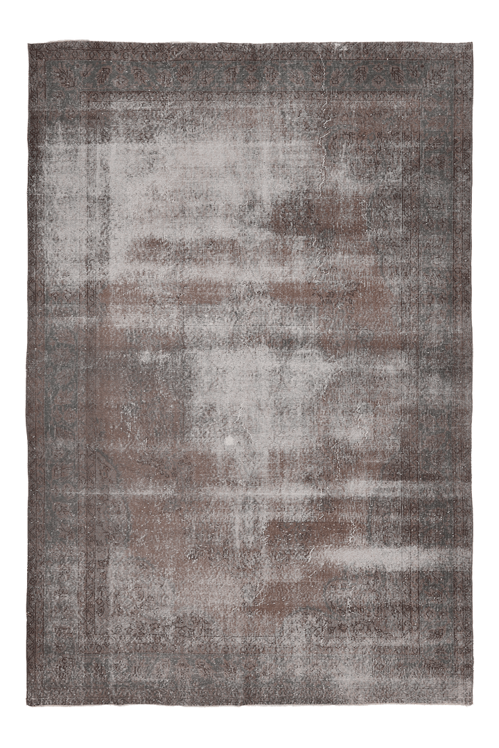 Vintage Isparta Turkish Area Rug 6x10 ft — Brown & Gray Distressed