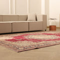 Vintage Isparta Turkish Area Rug 7x10 ft — Red & Beige Floral (No. 40758)