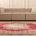 Vintage Isparta Turkish Area Rug 7x10 ft — Red & Beige Floral (No. 40758)