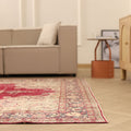 Vintage Isparta Turkish Area Rug 7x10 ft — Red & Beige Floral (No. 40758)
