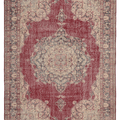 Vintage Isparta Turkish Area Rug 7x10 ft — Red & Beige Floral (No. 40758)