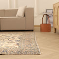 Vintage Isparta Turkish Area Rug 7x9 ft — Beige & Orange Floral