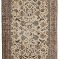 Vintage Isparta Turkish Area Rug 7x9 ft — Beige & Orange Floral