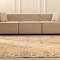 Vintage Isparta Turkish Area Rug 7x10 ft — Beige & Blue Floral