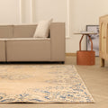 Vintage Isparta Turkish Area Rug 7x10 ft — Beige & Blue Floral