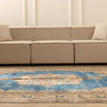 Vintage Isparta Turkish Area Rug 6x9 ft — Blue & Brown Floral