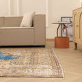 Vintage Isparta Turkish Area Rug 6x9 ft — Blue & Brown Floral