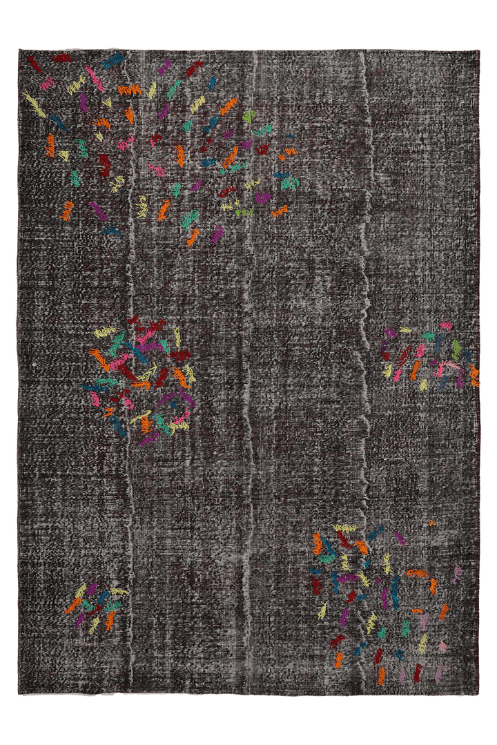 Vintage Isparta Turkish Area Rug 6x9 ft — Brown Distressed