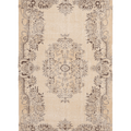 Vintage Isparta Turkish Area Rug 4x8 ft — Beige Floral