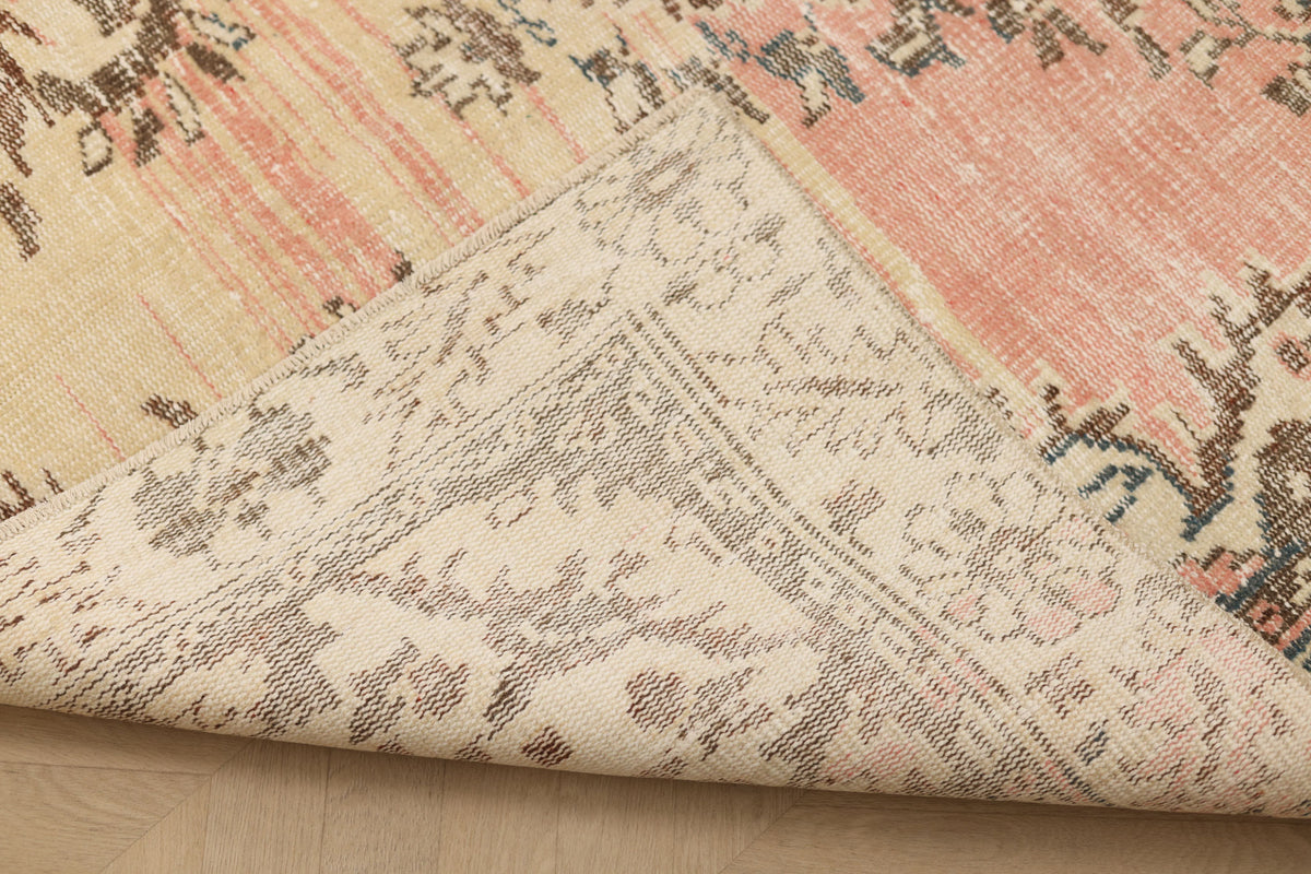 Vintage Manisa Turkish Area Rug 5x8 ft — Pink Floral