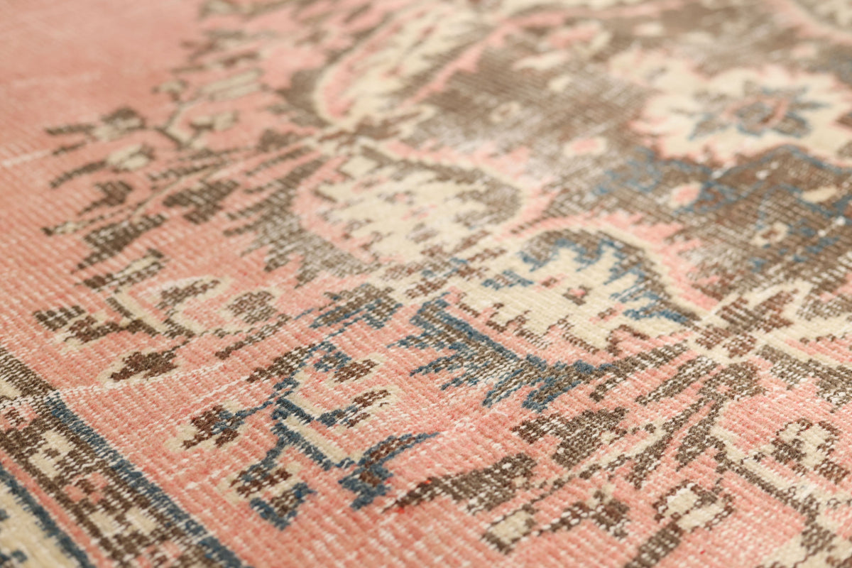 Vintage Manisa Turkish Area Rug 5x8 ft — Pink Floral