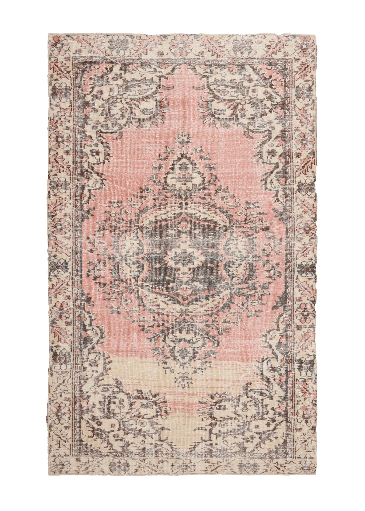 Vintage Manisa Turkish Area Rug 5x8 ft — Pink Floral