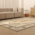 Vintage Niğde Turkish Area Rug 6x9 ft — Beige & Brown Geometric