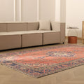 Vintage Isparta Turkish Area Rug 6x9 ft — Red & Blue Floral (No. 40811)