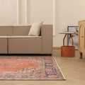 Vintage Isparta Turkish Area Rug 6x9 ft — Red & Blue Floral (No. 40811)