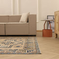 Vintage Niğde Turkish Area Rug 6x9 ft — Brown & Blue Geometric