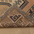 Vintage Niğde Turkish Area Rug 6x9 ft — Brown & Blue Geometric