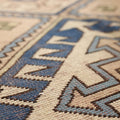 Vintage Niğde Turkish Area Rug 6x9 ft — Brown & Blue Geometric