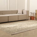 Vintage Isparta Turkish Area Rug 5x9 ft — White & Beige Floral