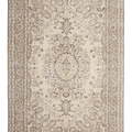 Vintage Isparta Turkish Area Rug 5x9 ft — White & Beige Floral