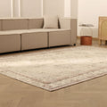 Vintage Manisa Turkish Area Rug 7x10 ft — Beige & Brown Floral