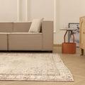 Vintage Manisa Turkish Area Rug 7x10 ft — Beige & Brown Floral