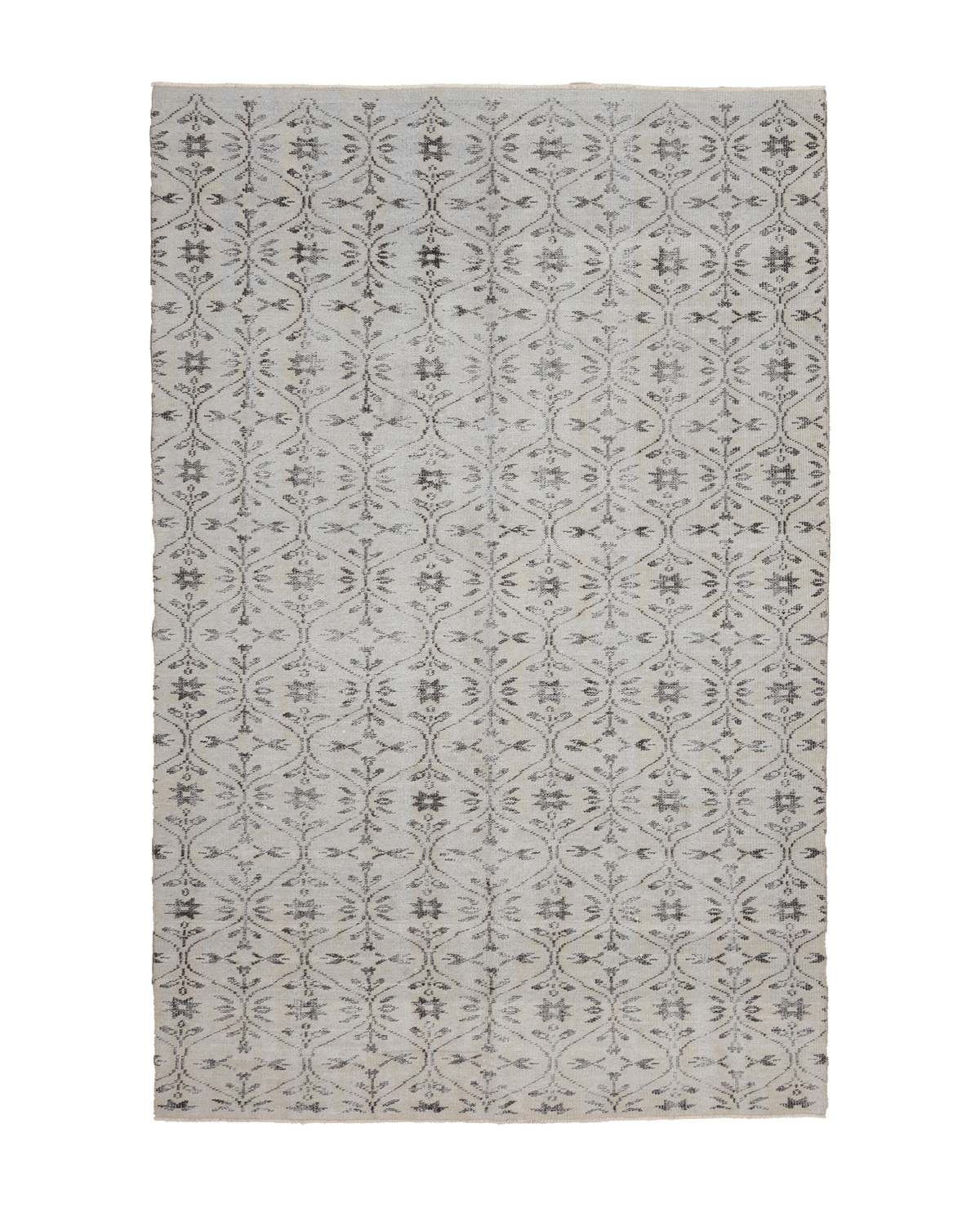 Vintage Manisa Turkish Area Rug 5x8 ft — White Floral