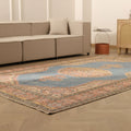 Vintage Isparta Turkish Area Rug 6x10 ft — Blue & Orange Floral