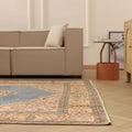 Vintage Isparta Turkish Area Rug 6x10 ft — Blue & Orange Floral