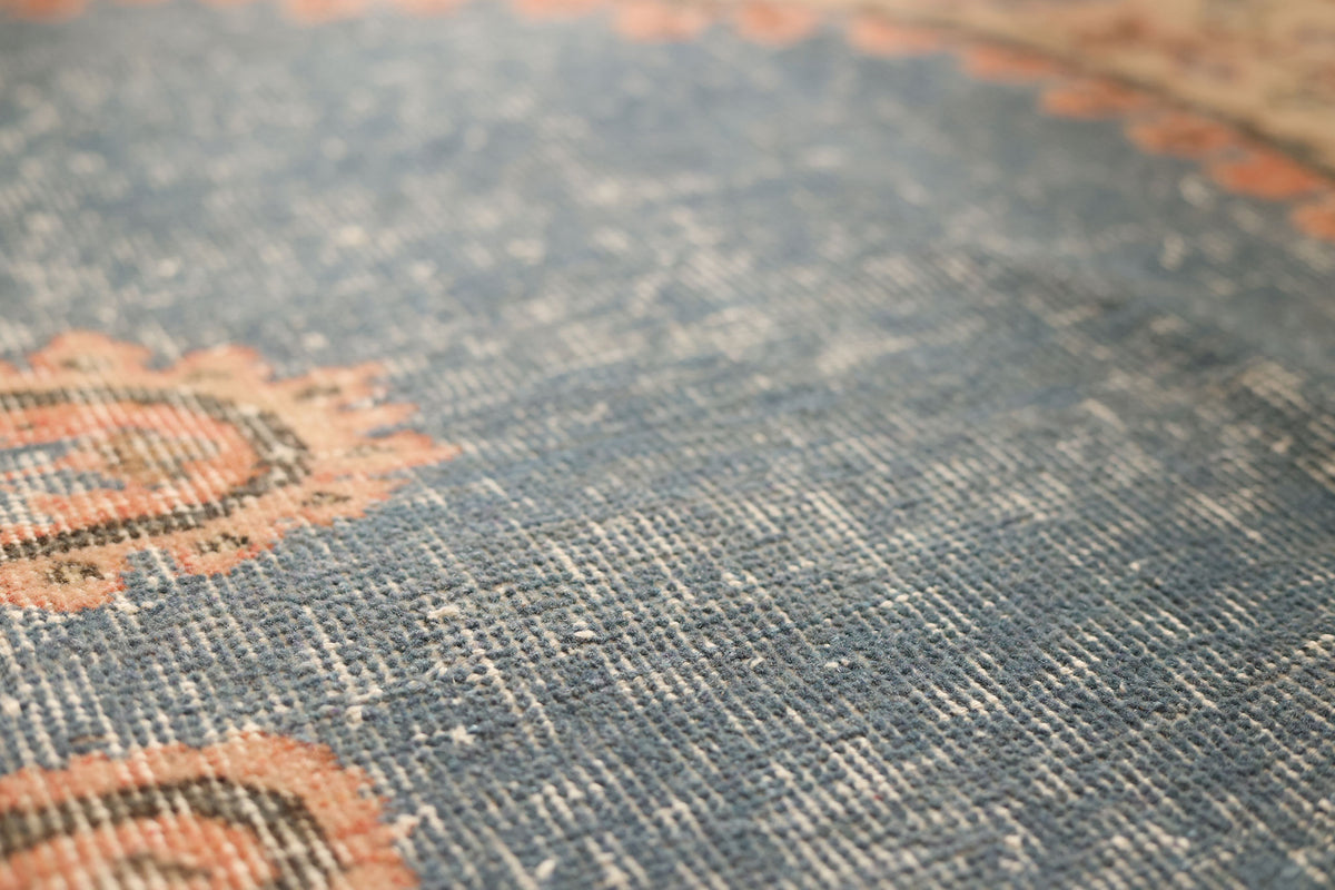 Vintage Isparta Turkish Area Rug 6x10 ft — Blue & Orange Floral