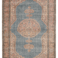 Vintage Isparta Turkish Area Rug 6x10 ft — Blue & Orange Floral