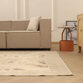 Vintage Isparta Turkish Area Rug 6x9 ft — Beige & Orange Floral