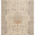 Vintage Isparta Turkish Area Rug 6x9 ft — Beige & Orange Floral