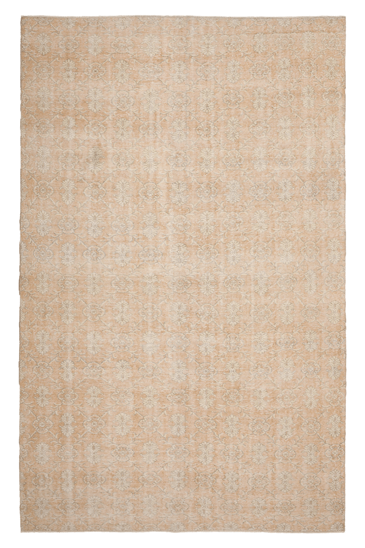 Vintage Isparta Turkish Area Rug 6x10 ft — Orange & Beige Floral (No. 40822)