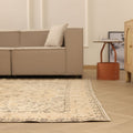 Vintage Isparta Turkish Area Rug 7x10 ft — Beige & Gray Floral