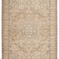Vintage Isparta Turkish Area Rug 7x10 ft — Beige & Gray Floral