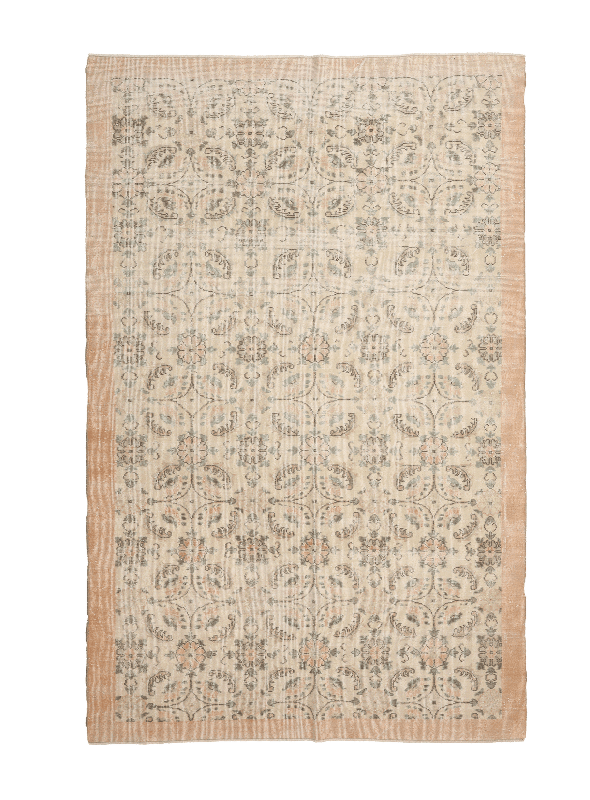 Vintage Isparta Turkish Area Rug 5x9 ft — Beige Floral