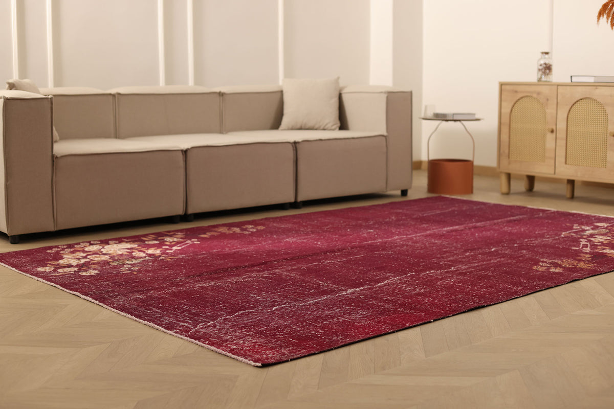 Vintage Isparta Turkish Area Rug 6x10 ft — Purple Overdyed