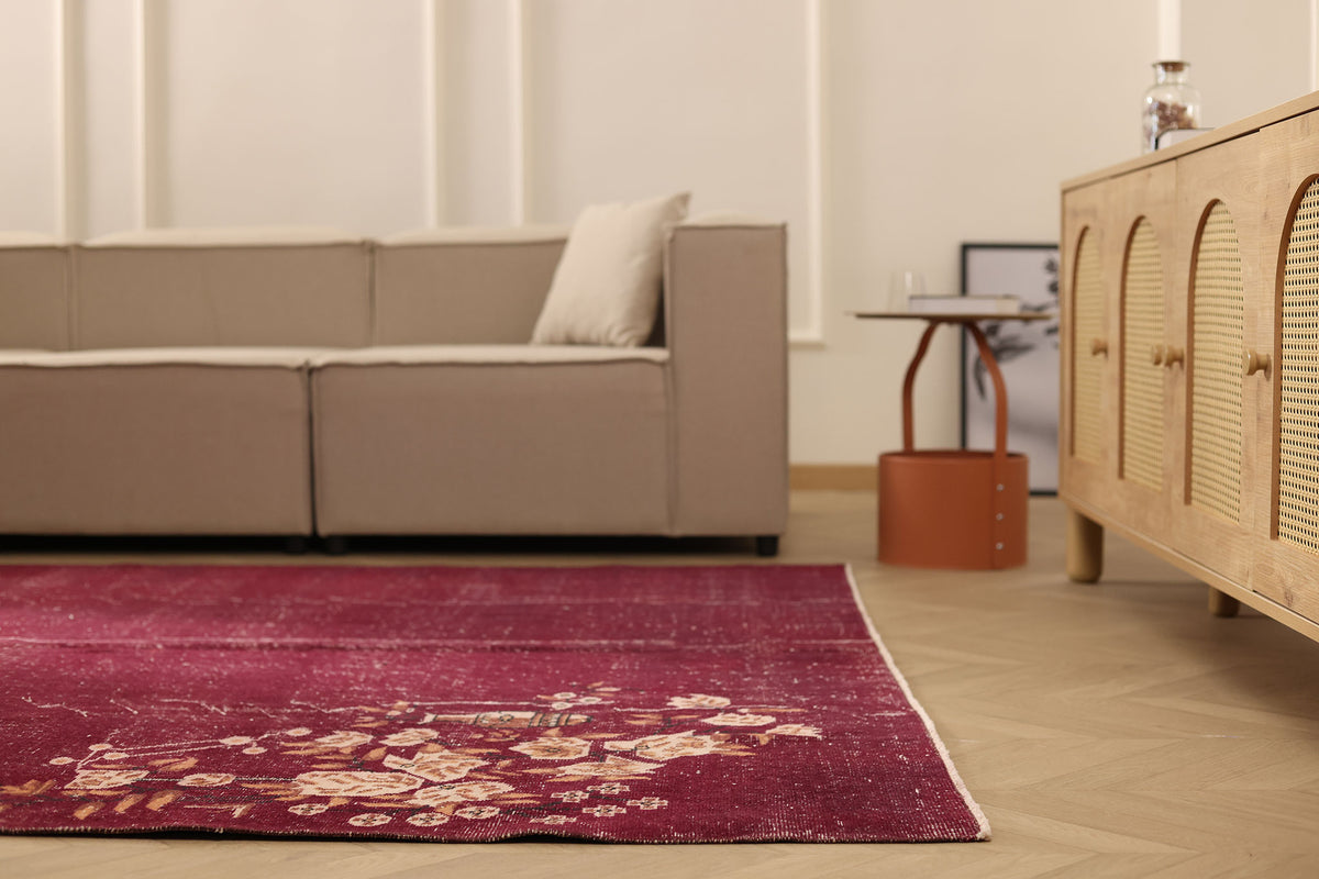Vintage Isparta Turkish Area Rug 6x10 ft — Purple Overdyed