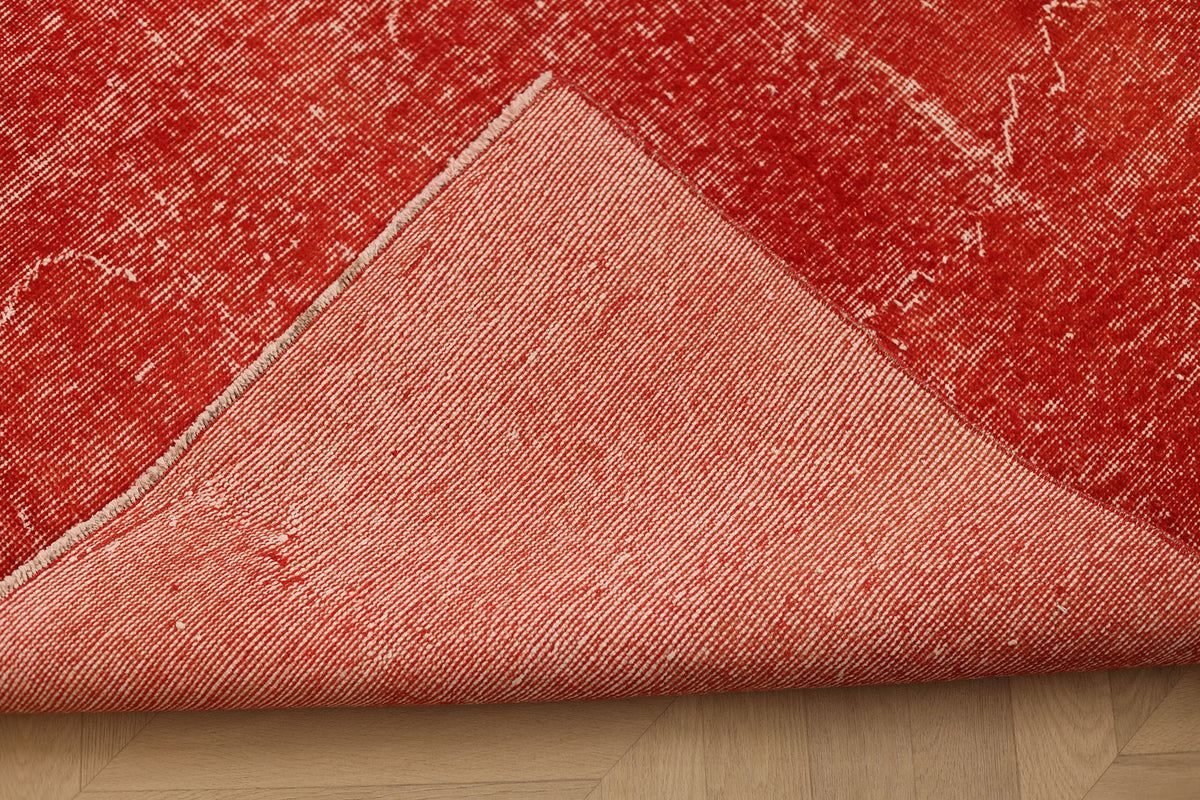 Vintage Isparta Turkish Area Rug 6x10 ft — Red Overdyed (No. 40828)