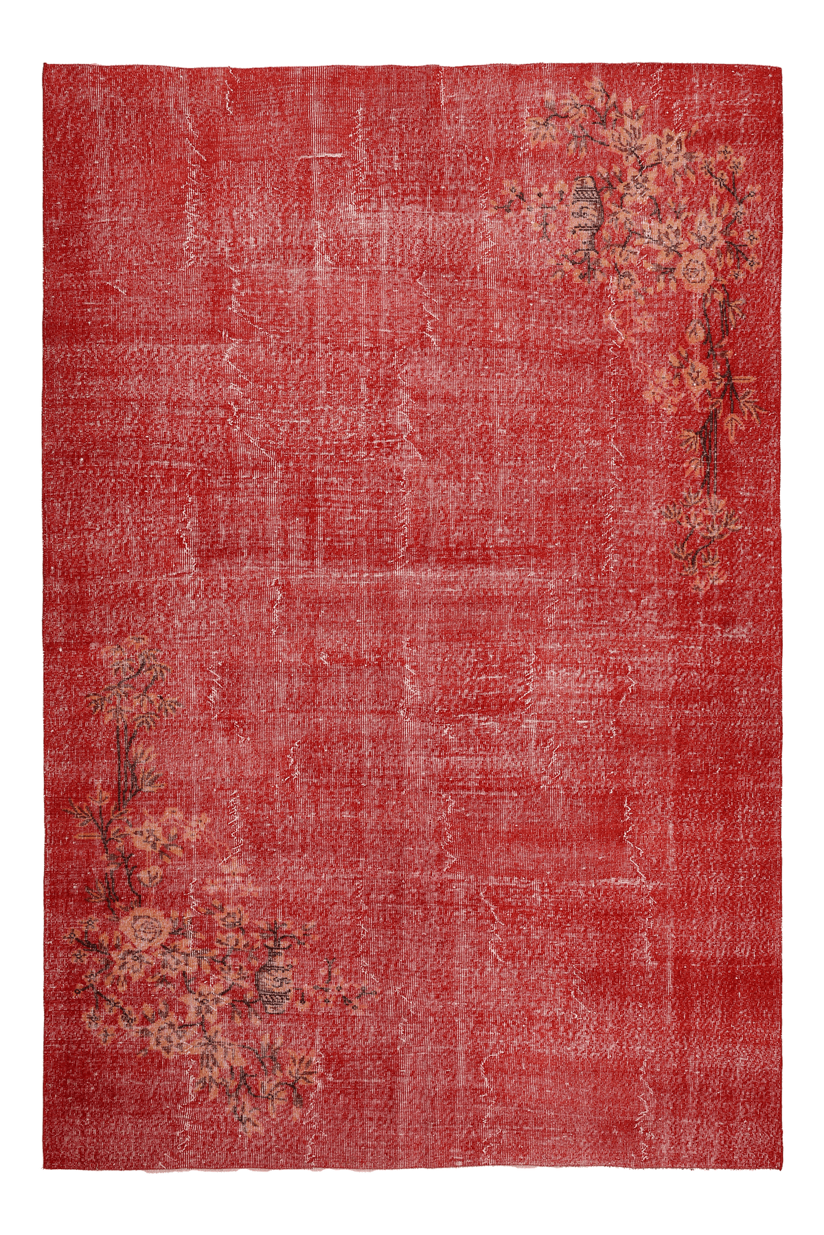 Vintage Isparta Turkish Area Rug 6x10 ft — Red Overdyed (No. 40828)