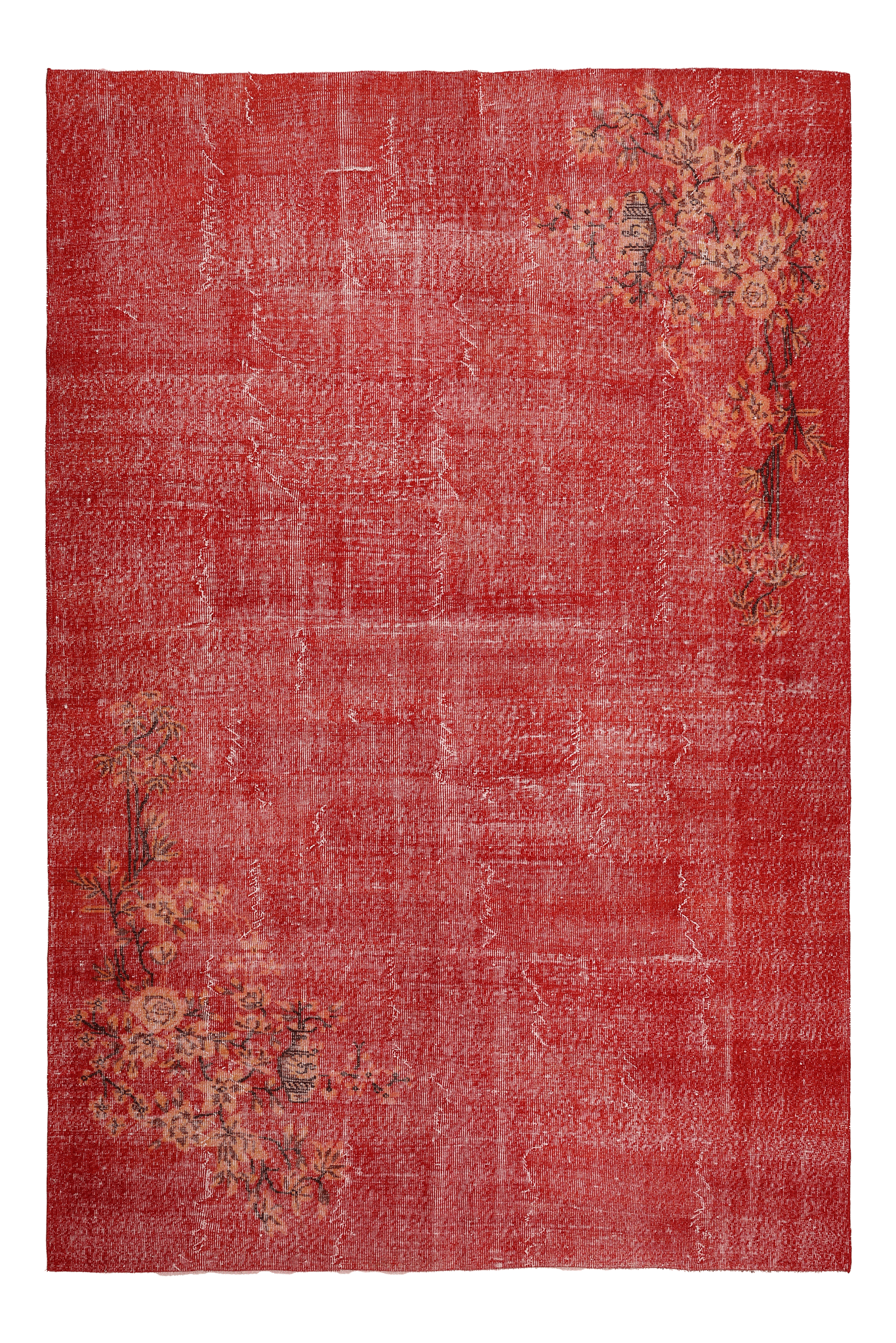 Vintage Isparta Turkish Area Rug 6x10 ft — Red Overdyed (No. 40828)