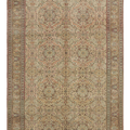 Vintage Kayseri Turkish Area Rug 6x9 ft — Beige & Green Floral