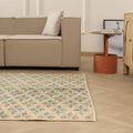 Vintage Isparta Turkish Area Rug 5x9 ft — Beige & Green Floral